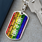 Rainbow Love Is Love Dog Tag Keychain, LGBTQ Design Keychain