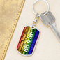 Rainbow Love Is Love Dog Tag Keychain, LGBTQ Design Keychain