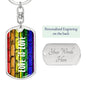 Rainbow Love Is Love Dog Tag Keychain, LGBTQ Design Keychain