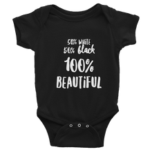 Load image into Gallery viewer, 50% White 50% Black 100% Beautiful Infant Bodysuit, Biracial Baby One Piece, Mixed Race Baby Bodysuit