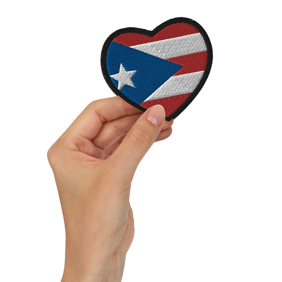 Heart Shaped Embroidered patches, Puerto Rico Flag – Tasso Tees