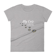 Load image into Gallery viewer, Funny Cat Women's Short Sleeve T-Shirt, My Cats Let Me Sleep On Their Bed