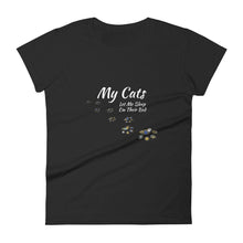 Load image into Gallery viewer, Funny Cat Women's Short Sleeve T-Shirt, My Cats Let Me Sleep On Their Bed