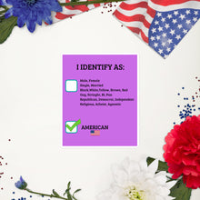 Load image into Gallery viewer, American Pride Bubble-free stickers, I Identify As An American sticker, Proud American