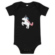 Load image into Gallery viewer, American Flag Unicorn Baby One Piece