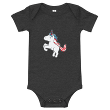 Load image into Gallery viewer, American Flag Unicorn Baby One Piece