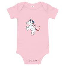 Load image into Gallery viewer, American Flag Unicorn Baby One Piece