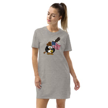 Load image into Gallery viewer, American Pride Penguin Organic cotton t-shirt dress,  Patriotic T-shirt Dress, Gift For Patriot