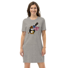 Load image into Gallery viewer, American Pride Penguin Organic cotton t-shirt dress,  Patriotic T-shirt Dress, Gift For Patriot