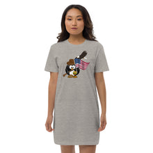 Load image into Gallery viewer, American Pride Penguin Organic cotton t-shirt dress,  Patriotic T-shirt Dress, Gift For Patriot