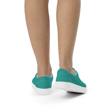 Load image into Gallery viewer, Women’s Teal lace-up canvas shoes, Aqua Blue Shoes