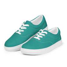 Load image into Gallery viewer, Women’s Teal lace-up canvas shoes, Aqua Blue Shoes