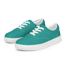 Load image into Gallery viewer, Women’s Teal lace-up canvas shoes, Aqua Blue Shoes