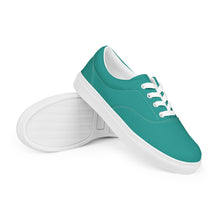 Load image into Gallery viewer, Women’s Teal lace-up canvas shoes, Aqua Blue Shoes