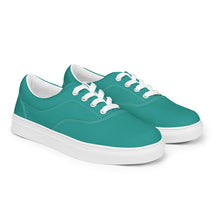 Load image into Gallery viewer, Women’s Teal lace-up canvas shoes, Aqua Blue Shoes