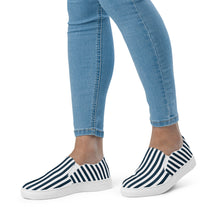 Load image into Gallery viewer, Blue and White Striped Women’s slip-on canvas shoes