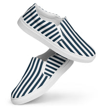 Load image into Gallery viewer, Blue and White Striped Women’s slip-on canvas shoes