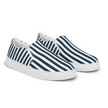 Load image into Gallery viewer, Blue and White Striped Women’s slip-on canvas shoes