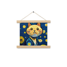Load image into Gallery viewer, Cat Van Gogh Poster with hangers, Gift for Art Lover, Gift for Cat Lover, Art Humor