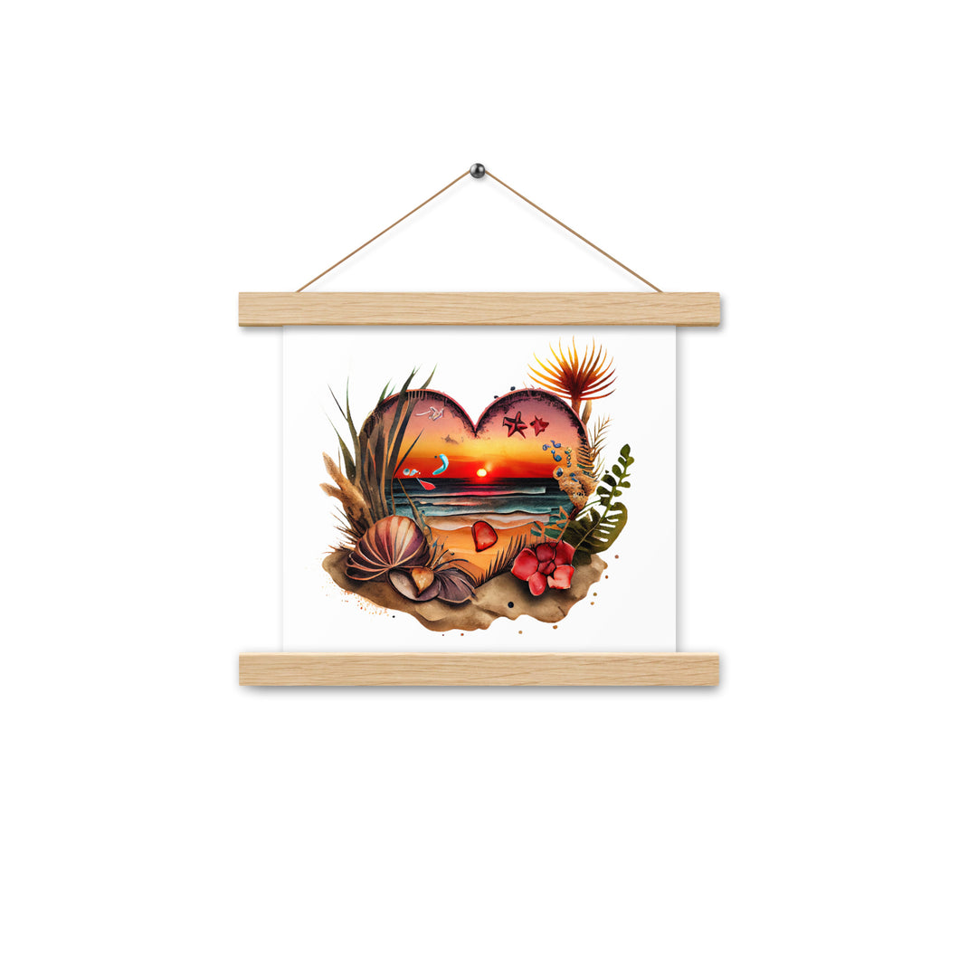 Beach Scene Poster with hangers, Beach Art Poster, Beach Lover Gift