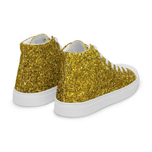 Load image into Gallery viewer, Men’s Gold Glitter Print high top canvas shoes, Gold Glitter Fashion Sneakers, Shoe Lover Gift
