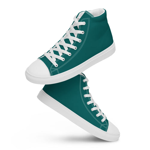 Women’s Turquois High Top Canvas Shoes, Turquois Sneakers