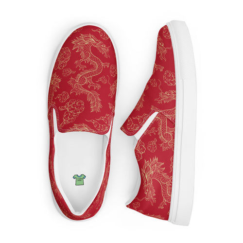 Women’s Red Dragon Design slip-on canvas shoes