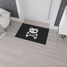 Load image into Gallery viewer, Black Heavy Duty Floor Mat  featuring Pirate Cat Skull and Crossbones, Pirate Flag Deck Mat