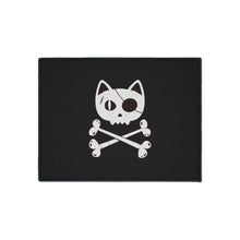 Load image into Gallery viewer, Black Heavy Duty Floor Mat  featuring Pirate Cat Skull and Crossbones, Pirate Flag Deck Mat