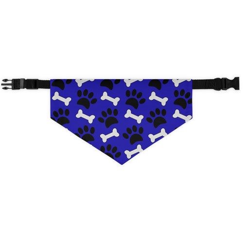 Royal Blue with Paws & Bones Pet Bandana Collar, Blue with Paws and Bones Dog Bandana