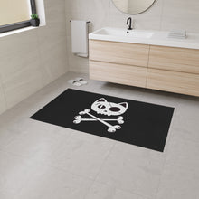 Load image into Gallery viewer, Black Heavy Duty Floor Mat  featuring Pirate Cat Skull and Crossbones, Pirate Flag Deck Mat