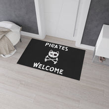 Load image into Gallery viewer, Black Heavy Duty Floor Mat, Pirate Cat Skull and Crossbones Flag Door Mat