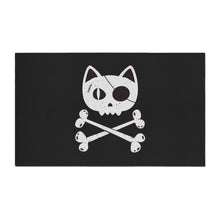 Load image into Gallery viewer, Black Heavy Duty Floor Mat  featuring Pirate Cat Skull and Crossbones, Pirate Flag Deck Mat