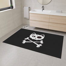 Load image into Gallery viewer, Black Heavy Duty Floor Mat  featuring Pirate Cat Skull and Crossbones, Pirate Flag Deck Mat