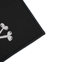 Load image into Gallery viewer, Black Heavy Duty Floor Mat  featuring Pirate Cat Skull and Crossbones, Pirate Flag Deck Mat