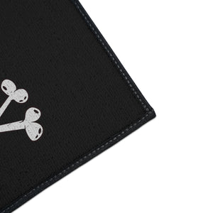 Black Heavy Duty Floor Mat  featuring Pirate Cat Skull and Crossbones, Pirate Flag Deck Mat