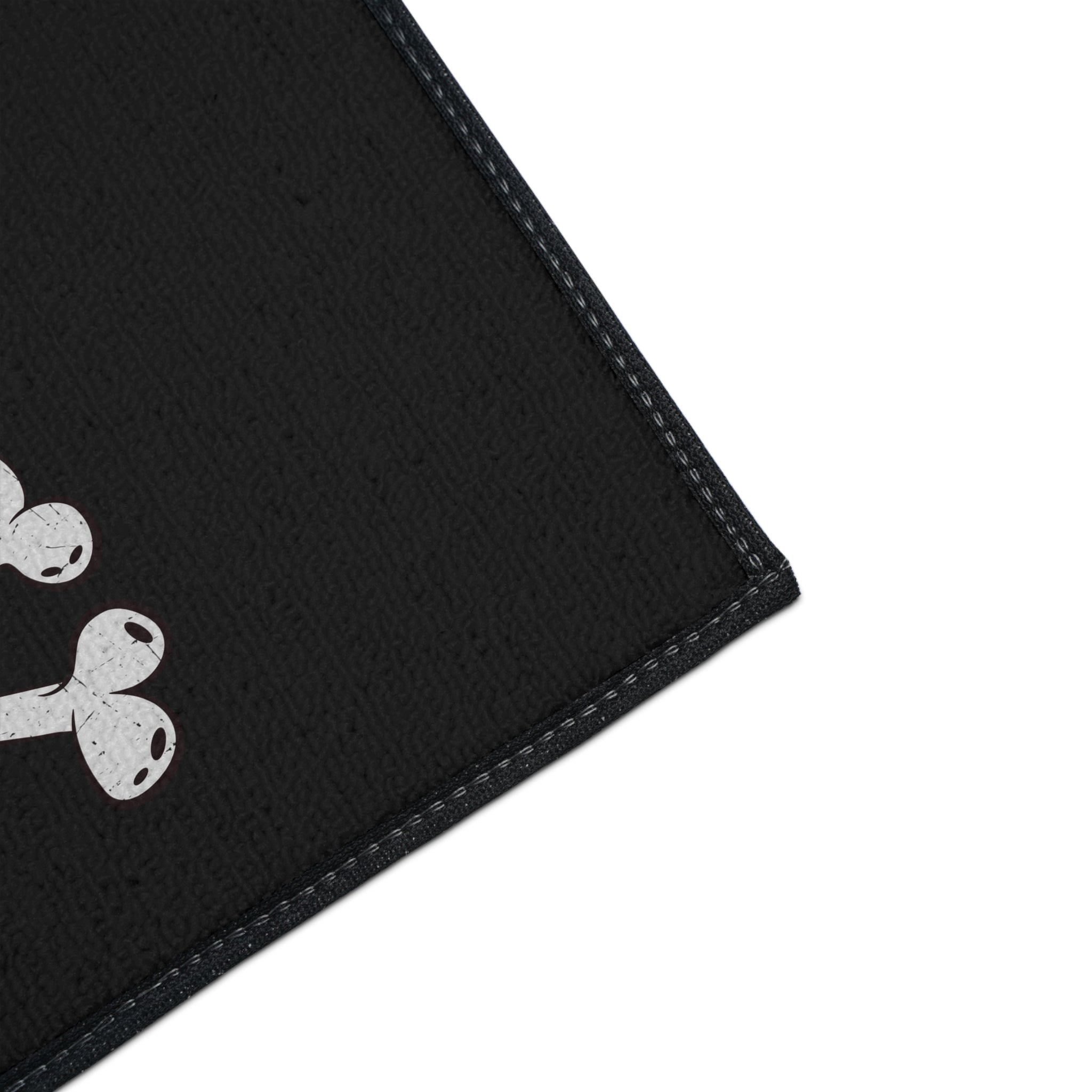 Black Heavy Duty Floor Mat featuring Pirate Cat Skull and