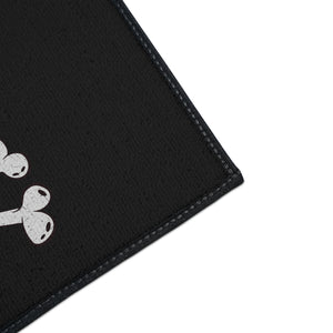 Black Heavy Duty Floor Mat  featuring Pirate Cat Skull and Crossbones, Pirate Flag Deck Mat