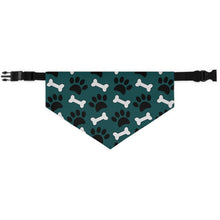 Load image into Gallery viewer, Smoke Green with paw prints and bones Pet Bandana Collar, Dark Green Dog Bandana