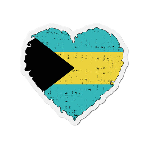 Bahamas Heart Flag Die-Cut Magnets, Bahamas Refrigerator Magnet, Gift For Cruisers and Sailors