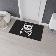 Load image into Gallery viewer, Black Heavy Duty Floor Mat  featuring Pirate Cat Skull and Crossbones, Pirate Flag Deck Mat