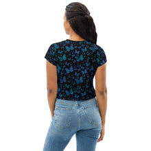 Load image into Gallery viewer, Blue Butterflies Crop Tee