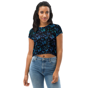 Blue Butterflies Crop Tee