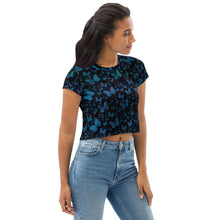 Load image into Gallery viewer, Blue Butterflies Crop Tee