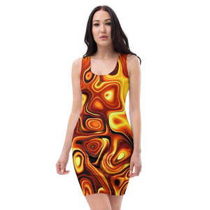 Liquid Gold Print Dress, Abstract Gold Print Dress, Gift For Her