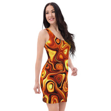 Load image into Gallery viewer, Liquid Gold Print Dress, Abstract Gold Print Dress, Gift For Her