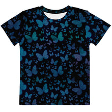Load image into Gallery viewer, Blue Butterflies Kids crew neck t-shirt
