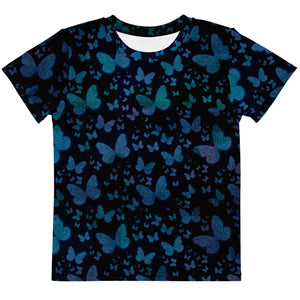 Blue Butterflies Kids crew neck t-shirt