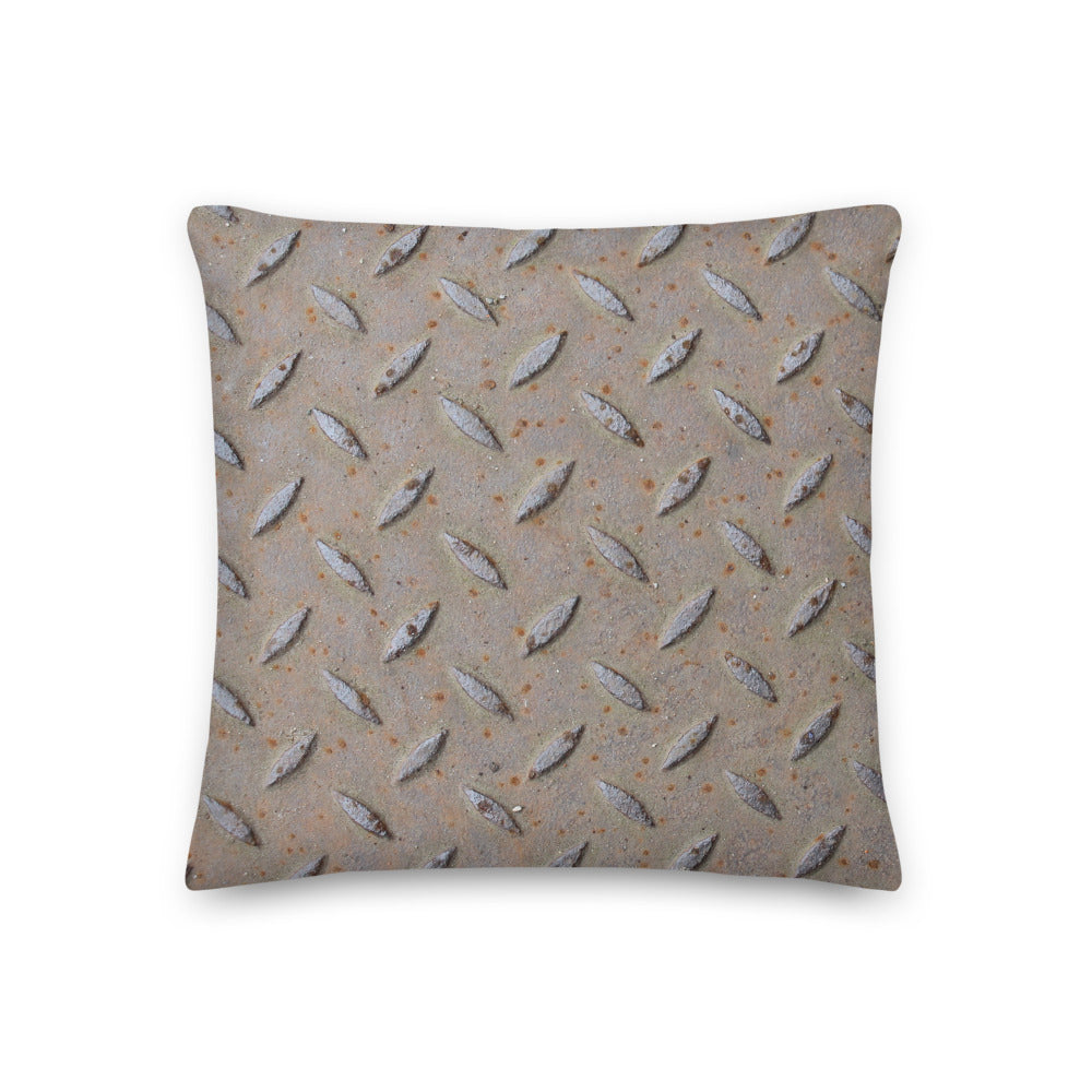 Diamond Steel Plate Design Premium Pillow, Shop Pillow, Man Cave Pillow, Industrial Pillow