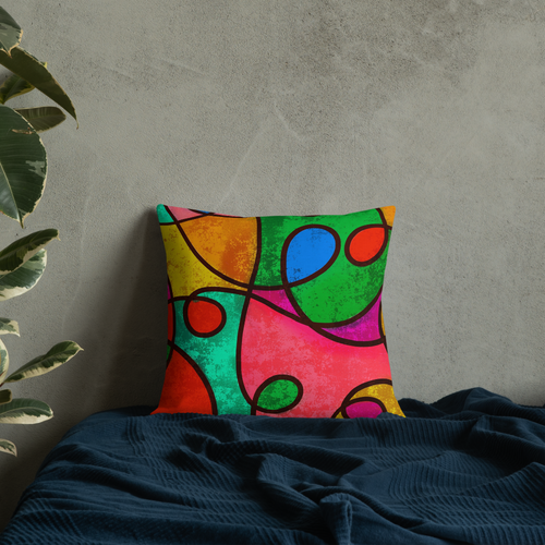 Colorful Abstract Art Premium Throw Pillow